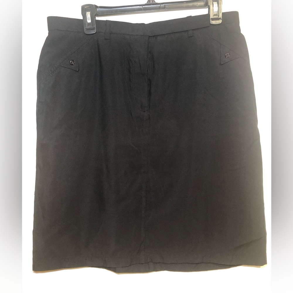 CHRISTOPHER & BANKS SIMPLE STRAIGHT MIDI BLACK SKIRT, Size 14, 100% POLYESTER
